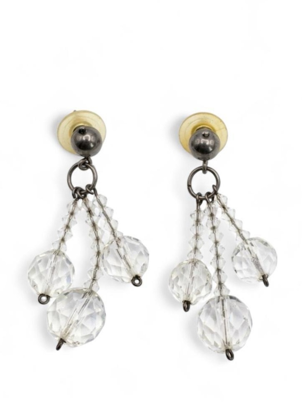 Vintage Art Deco Clear Crystal Faceted Earrings